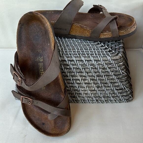 Birkenstock Mayari Brown Leather Sandals Size 39 US W8 - Picture 1 of 8